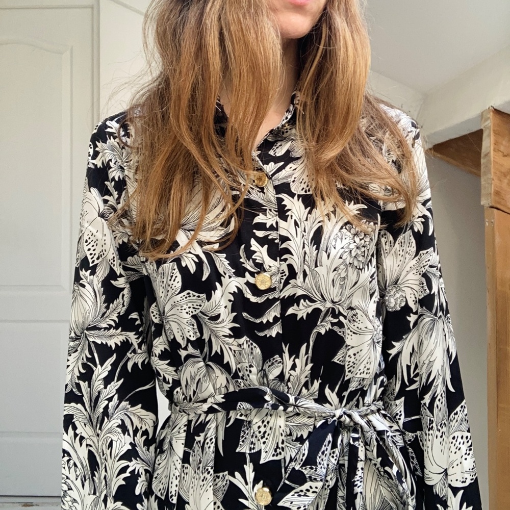Superb long party evening dress printed vintage flower grunge hippie boho S M